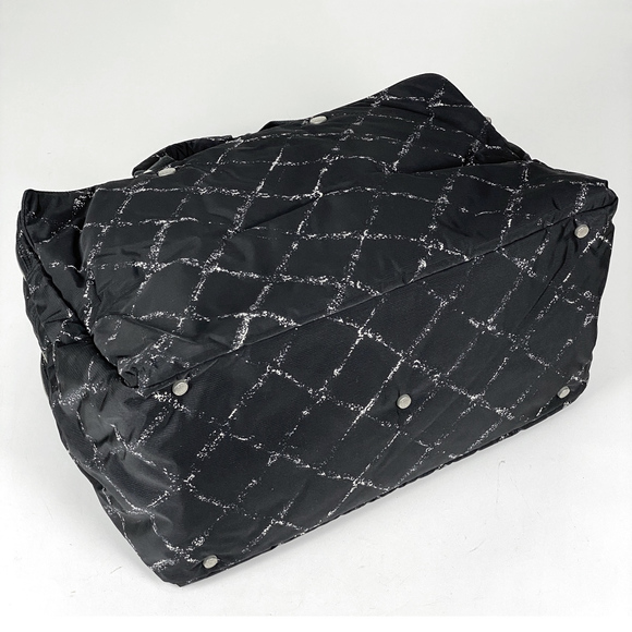 Chanel Boston Travel Plaid Bag Line Pattern Nylon Black Old - Picture 1 of 6